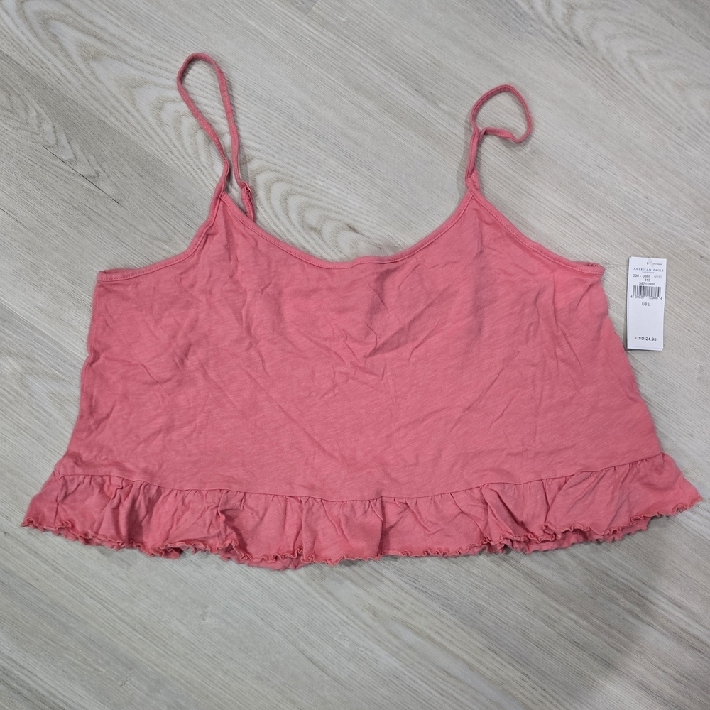 Women's Pink Ruffle Hem Top